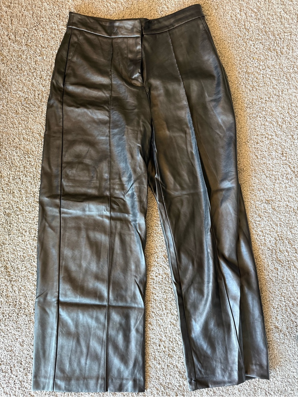 Nine West Black Faux Leather Boot-Cut Pants